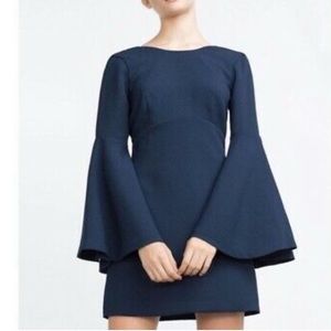 ZARA Trafaluc size S navy bell sleeve shift dress